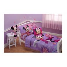 Disney 4 Piece Minnie's Fluttery Friends Toddler Bedding Set, Lavender