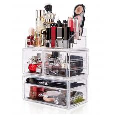 DreamGenius Makeup Organizer 3 Pieces Acrylic Cosmetic Storage Drawers and Jewelry Display Box