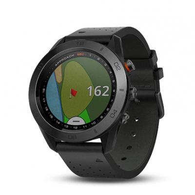 Approach S60, Premium GPS Golf Watch with Touchscreen Display and Full Color CourseView Mapping, Black w/Leather