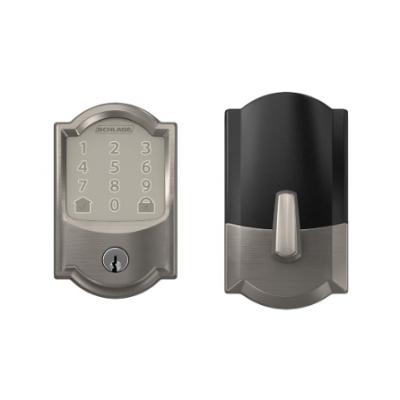 Schlage Encode Smart WiFi Deadbolt with Camelot Trim in Satin Nickel (BE489WB CAM 619)