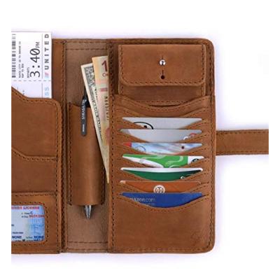 Large Full Grain Leather Big Bifold ID Credit Card Wallet Organizer Includes 100 Year Warranty Tobacco